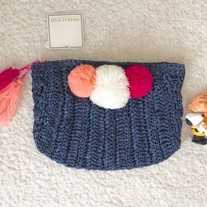 Shiraleah Blue Straw Clutch Bag New With Tag
